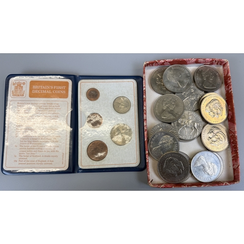 51 - Collection of commemorative coins together with Britain's first decimal coins