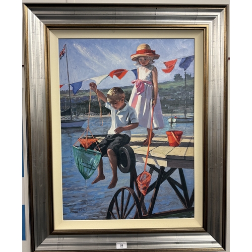 59 - Signed L/E print 'Fishing from the Jetty' by Sheree Valentine Daines with C.O.A - Approx. IS W50cm H... 