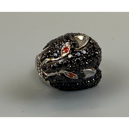 7 - Silver stone set leopard ring