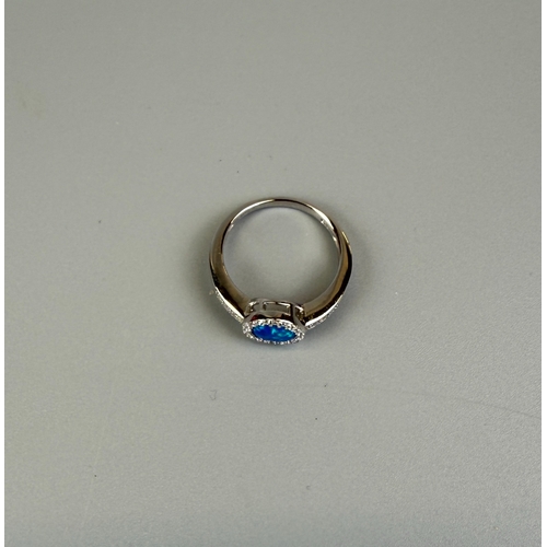 15 - Silver opal & stone set ring