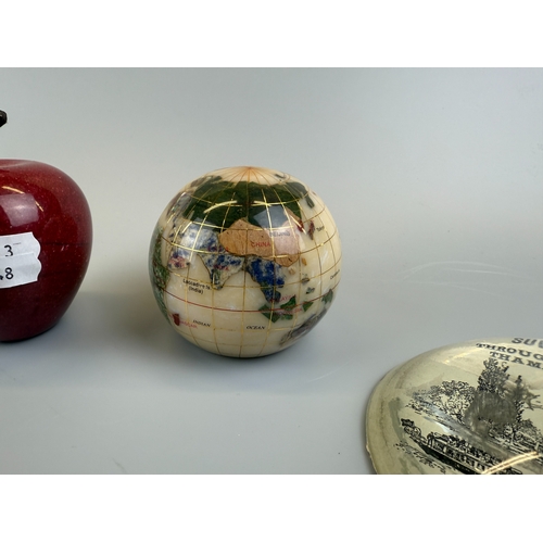 163 - Collection of paperweights to include semi precious gem stone globe weight