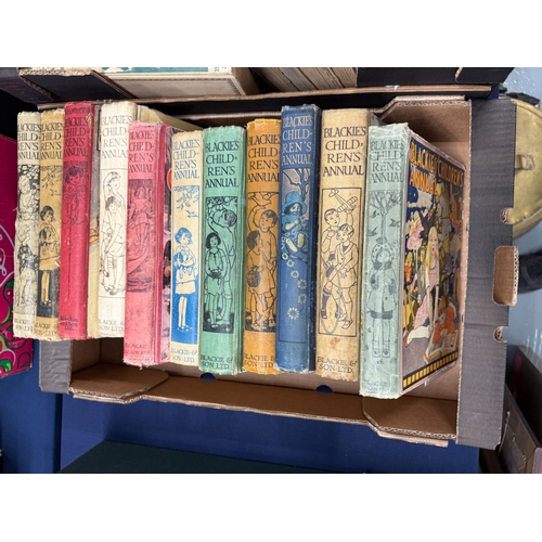 176 - Large collection of books containing a good selection of vintage blackie's children's annuals