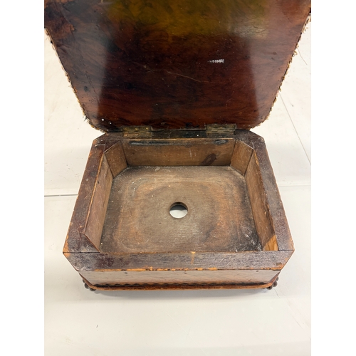 197 - Antique sewing box on bun feet