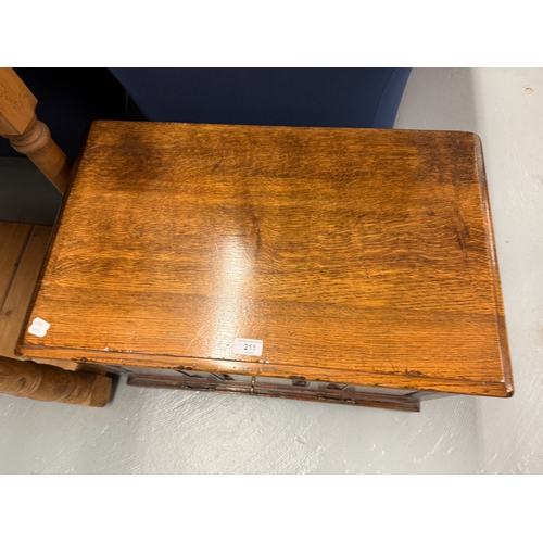 211 - Small antique oak chest with hinged front  drawer - Approx. W67cm H46cm D41cm