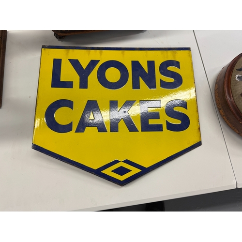 222 - Original double sided enamel sign Lyons Cakes