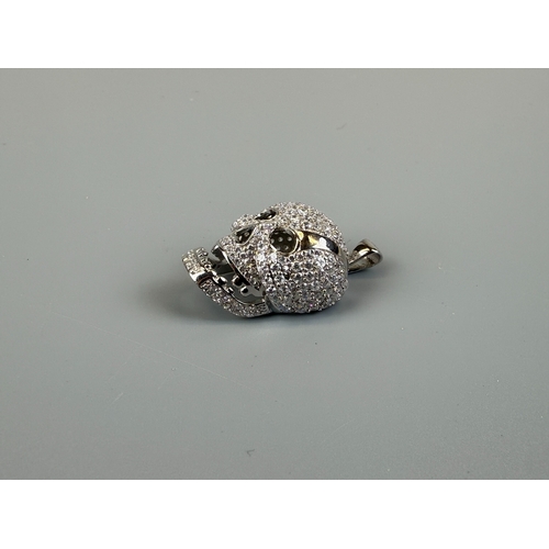 23 - Silver stone set skull pendant