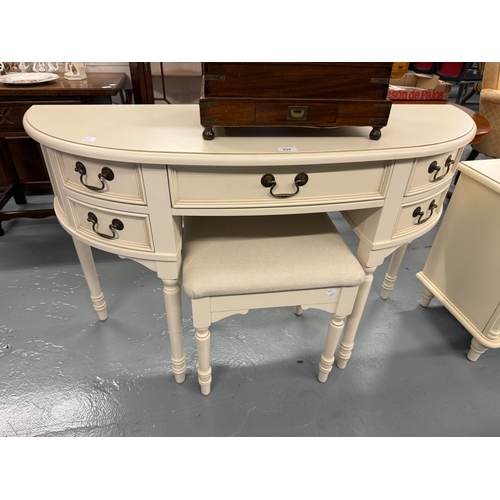 235 - Laura Ashley demi lune dressing table with stool together with matching bedside cabinet - Approx. W1... 