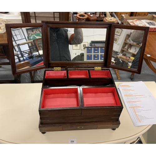 236 - Antique brass bound jewellery chest - Approx. W40cm H24cm D26cm