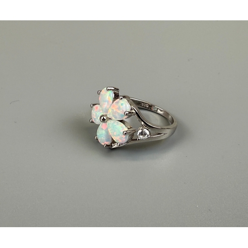 24 - Silver opal set ring