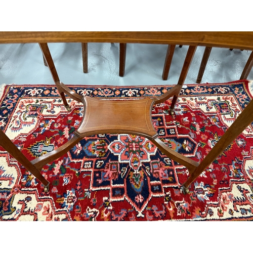 240 - Mahogany 2 tier occasional table on casters - Approx. W71cm H71cm D52cm