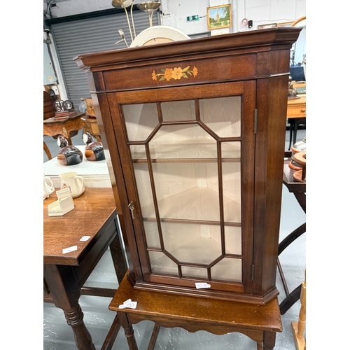 245 - Small oak table together with corner cupboard