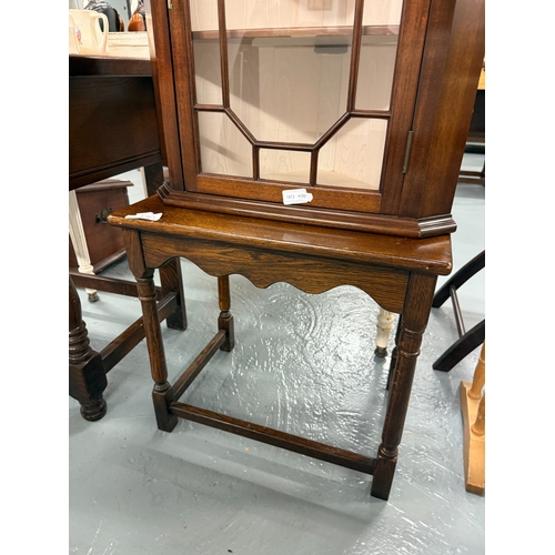 245 - Small oak table together with corner cupboard