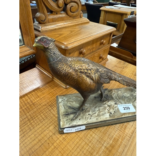 259 - Austrian cold painted spelter pheasant table lighter A/F