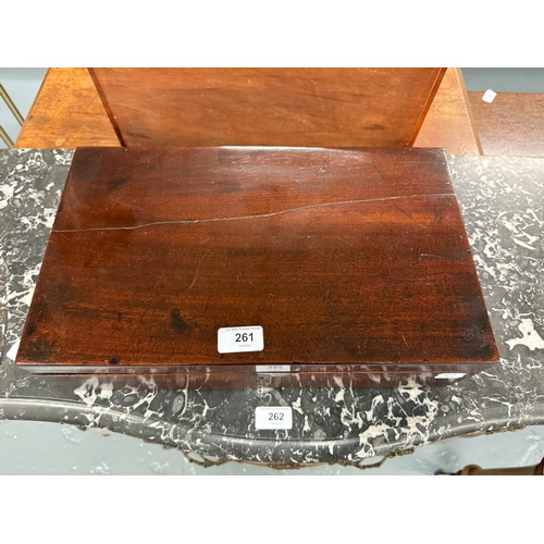 261 - Antique mahogany writing slope