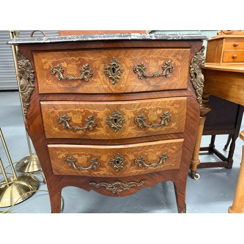 262 - Louis XV style bombe commode, with marble top and ormolu mounts