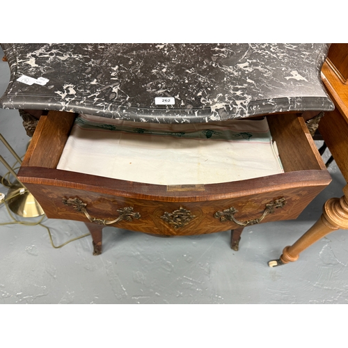 262 - Louis XV style bombe commode, with marble top and ormolu mounts