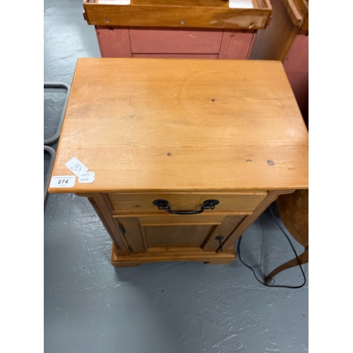 274 - Pine bedside cabinet - Approx. W47cm H68cm D34cm