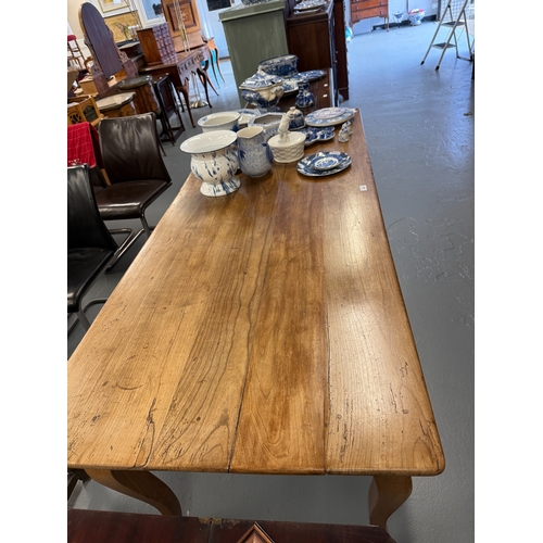 294 - Antique fruit wood dining table on cabriole legs with integrated drawer - Approx. W185cm H76cm D78cm