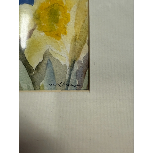 298 - 2 mounted watercolours Cafe Provence & Daffodils