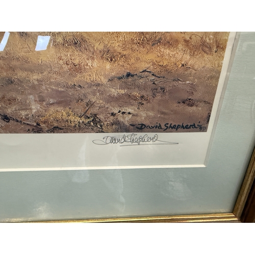 300 - Signed L/E Print by David Shepherd - The rhino's last stand - Approx. IS W51cm H34cm