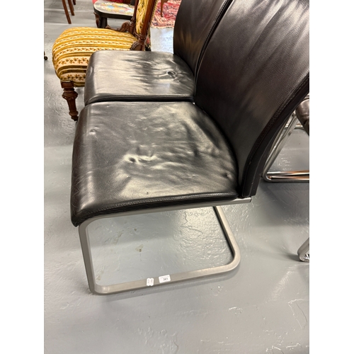 361 - 2 contemporary leather seated chairs