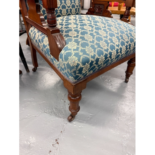 364 - Carved and upholstered armchair