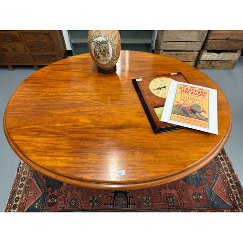 365 - Mahogany oval pedestal tilt top dining table (missing bolts) - Approx. W137cm H74cm D112cm