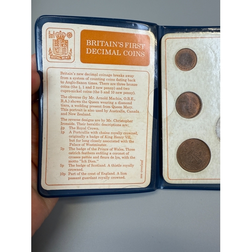 51 - Collection of commemorative coins together with Britain's first decimal coins