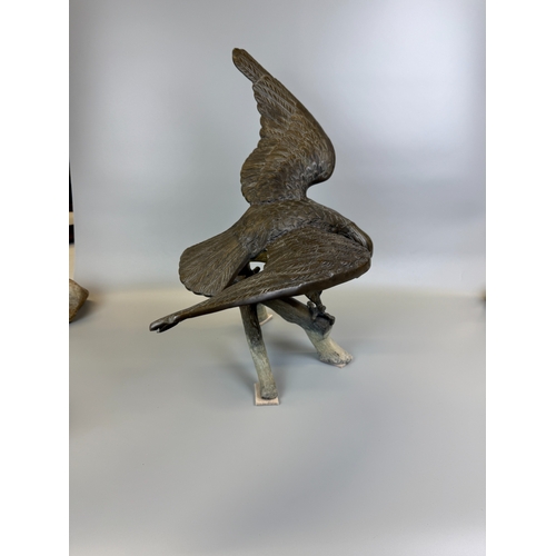 55 - Large brass eagle figurine - Approx. H51cm W61cm