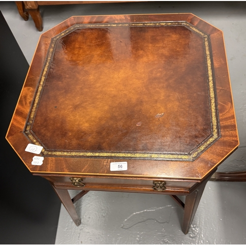 56 - Sheraton style occasional table with integrated drawer - Approx. W56cm H68cm D56cm