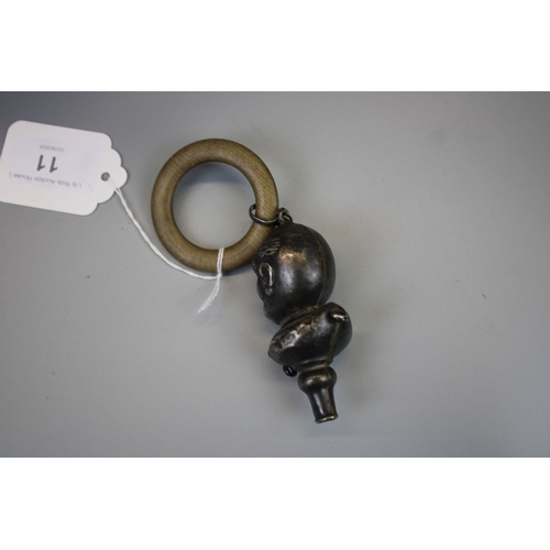11 - Antique Hallmarked Silver Punch Baby Rattle & Teething Ring
