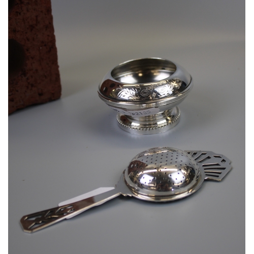 16 - Vintage Silver Plated Tea Strainer & Bowl