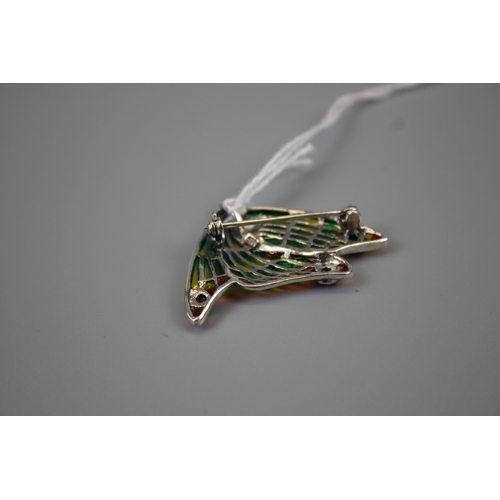 22 - Silver Enamel Fairy Brooch / Pendant Set With Marcasite & Ruby