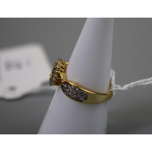 27 - Silver Gold Tone Stone Set Ring Approx. Size - M