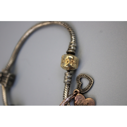 40 - Silver Pandora Charm Bracelet with 4 Charms Approx. Weight 31.8g