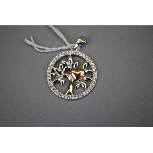45 - Silver Stone Set Tree of Life Pendant