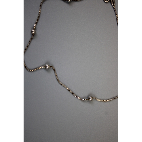 55 - Silver Box Chain with Silver Beaded Necklace