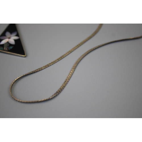 62 - Silver Chain, Brooch & Abalone Set Pendant