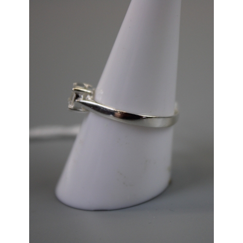 74 - Silver Clear Stone Set Ring - Approx Size Q