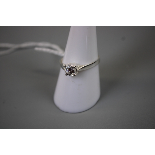 74 - Silver Clear Stone Set Ring - Approx Size Q