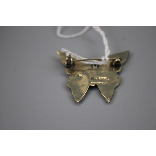 75 - Mexican Silver Abalone Set Butterfly Brooch
