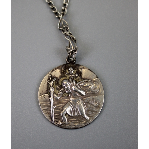 76 - Silver St Christopher Pendant on Silver Chain