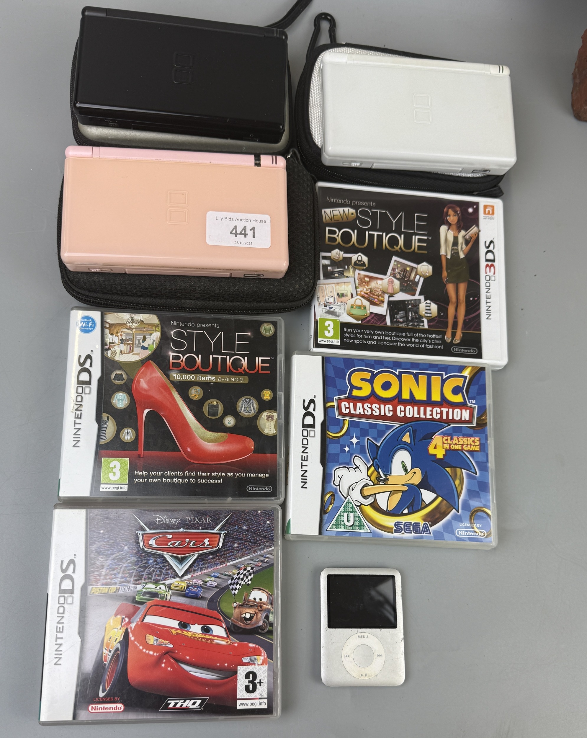 Three Nintendo DS's Two of which Turn On No Power Leads together with ...