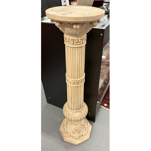 Greek Key & Reeded Decorative Column Torchiere Adorned with Acanthus ...