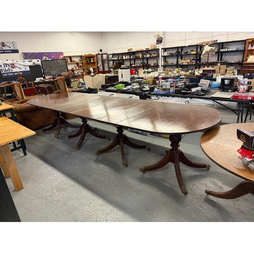 Large Four Tri-Pod D End Table on Castors Approx. L 360cm W 112cm H 80cm