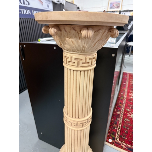 Greek Key & Reeded Decorative Column Torchiere Adorned with Acanthus ...