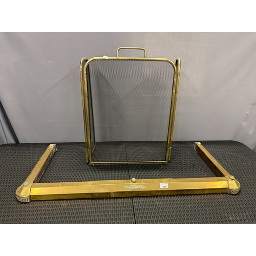 500 - Brass Adjustable Fire Fender together with Fire Guard