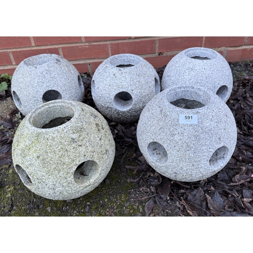 591 - Five Granite Orbs