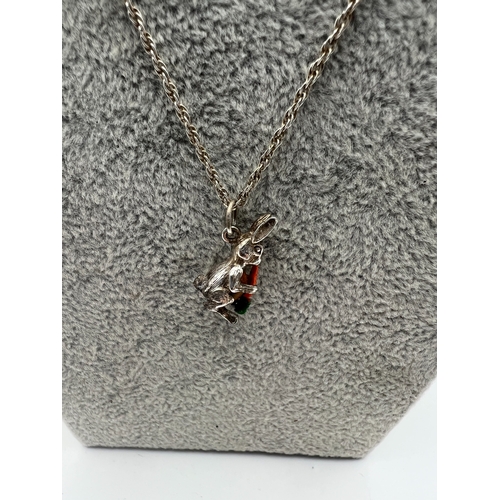 Silver Rabbit Pendant On Silver Chain