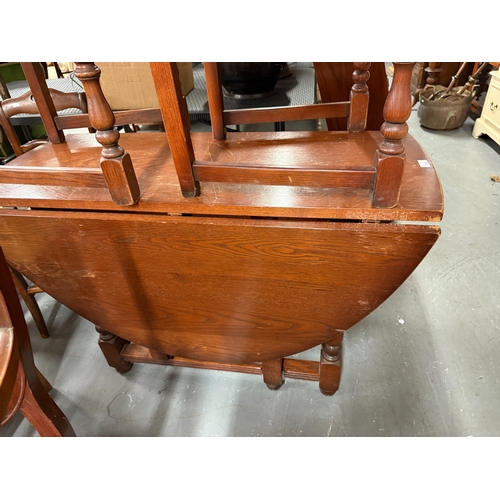 509 - Oak Drop Leaf Table with 2 Chairs by Wood Brothers